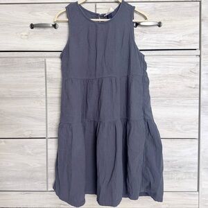 Universal Thread Cotton Gauze Tiered Dress Blue Grey Size Small